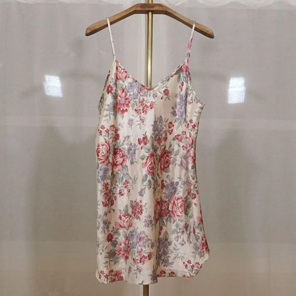 Vintage 90s Alexandra Nicole Floral Satin Nightie - Picture 2 of 6